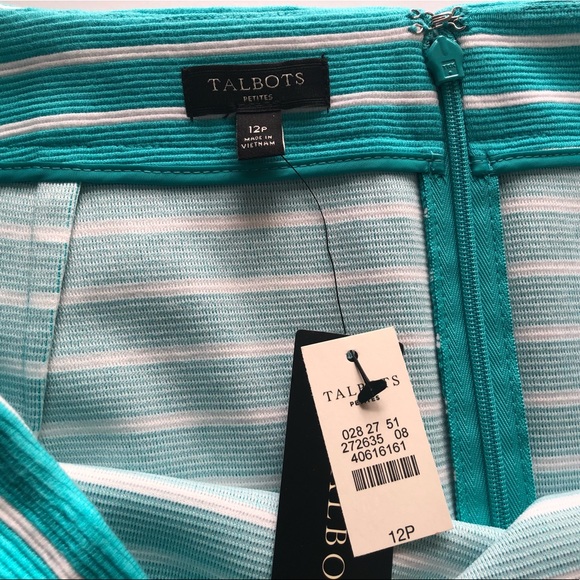 Talbots Aqua and white striped skirt - Picture 6 of 7